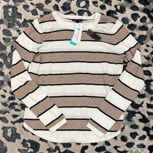 Lety & Me Women's Striped Crew Neck Sweater